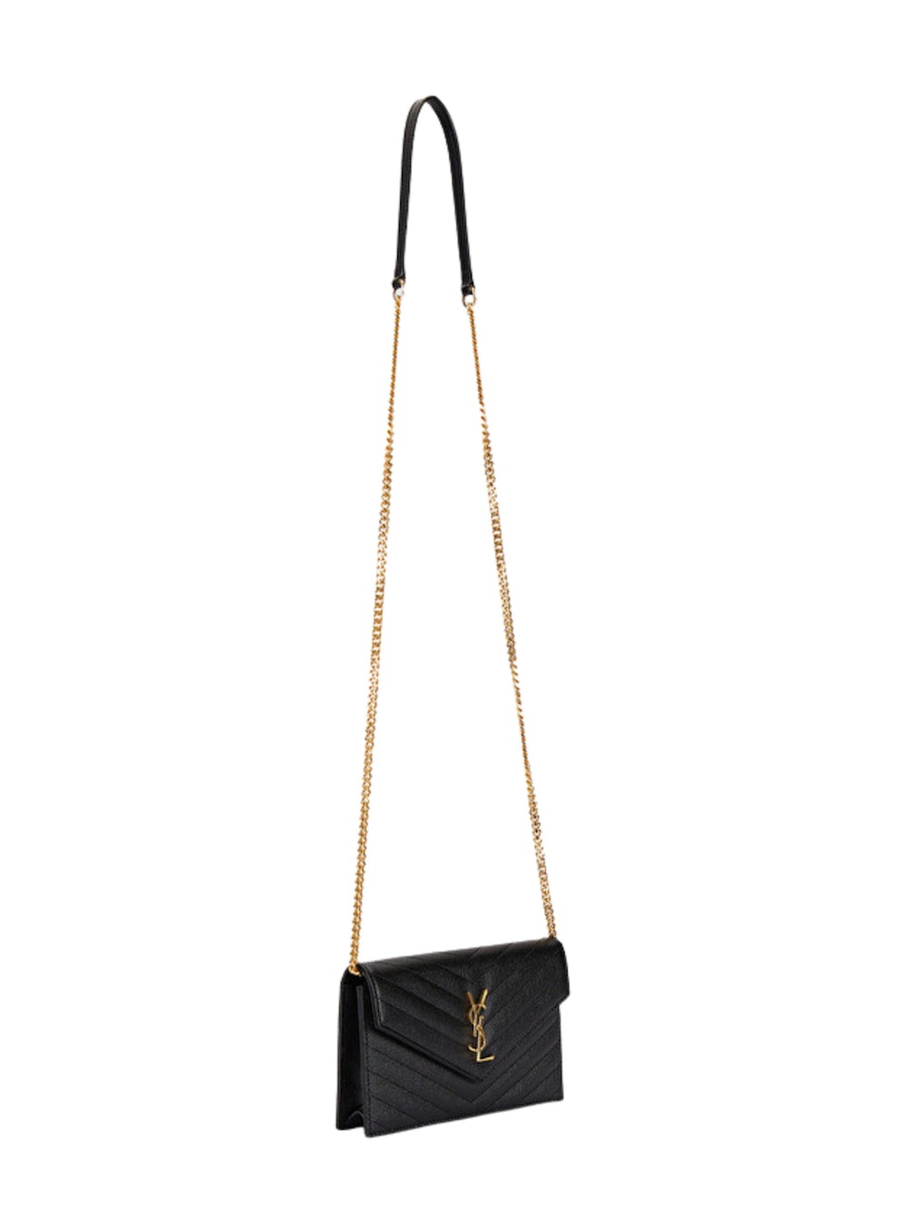 YSL Portemonnaie in schwarzem gestepptem Leder