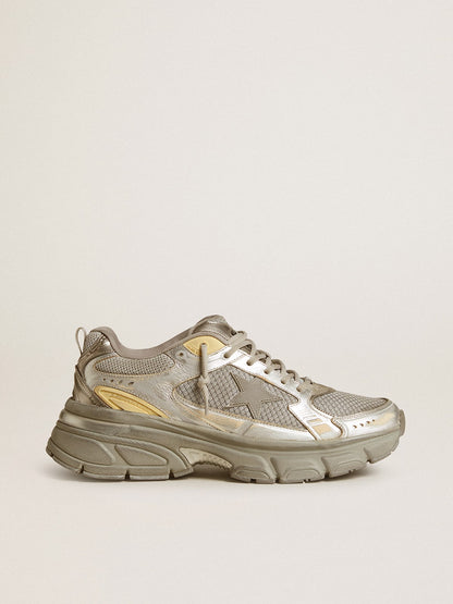 Lightstar in laminated leather in silver mesh and gray star