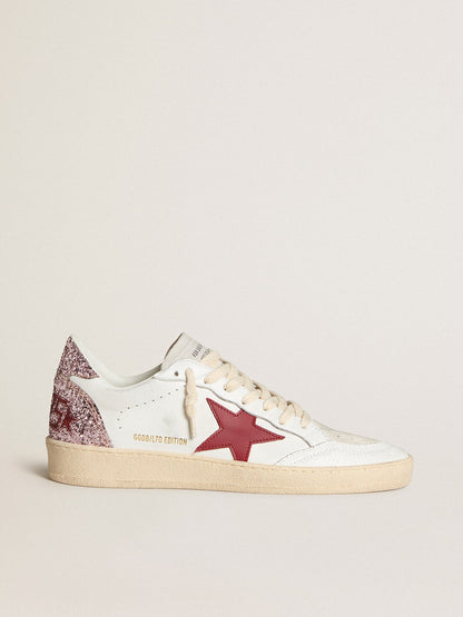 LTD with a red leather star and a pink glitter heel