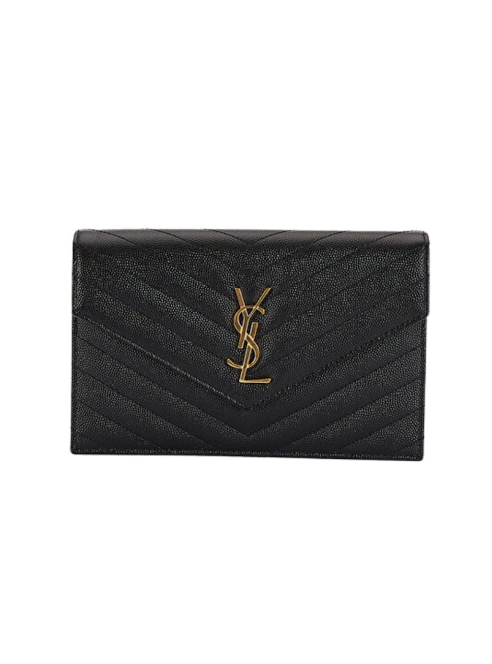 YSL Portemonnaie in schwarzem gestepptem Leder