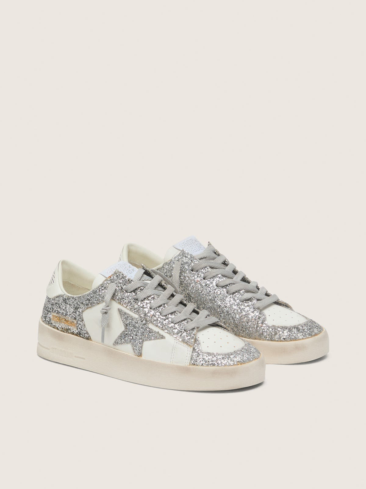 White leather and glitter