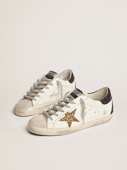 Super Star LTD with gold star appliqué and black glitter heel detail