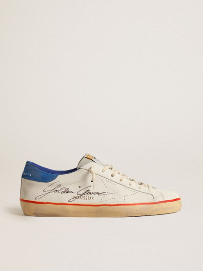 Pierced star and blue suede heel tab