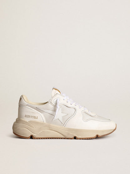 Running Sole in mesh and white nappa leather