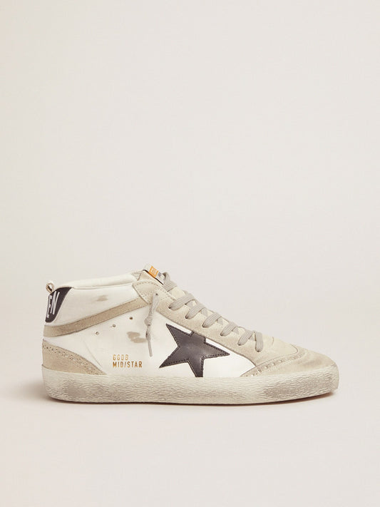 White with a black star