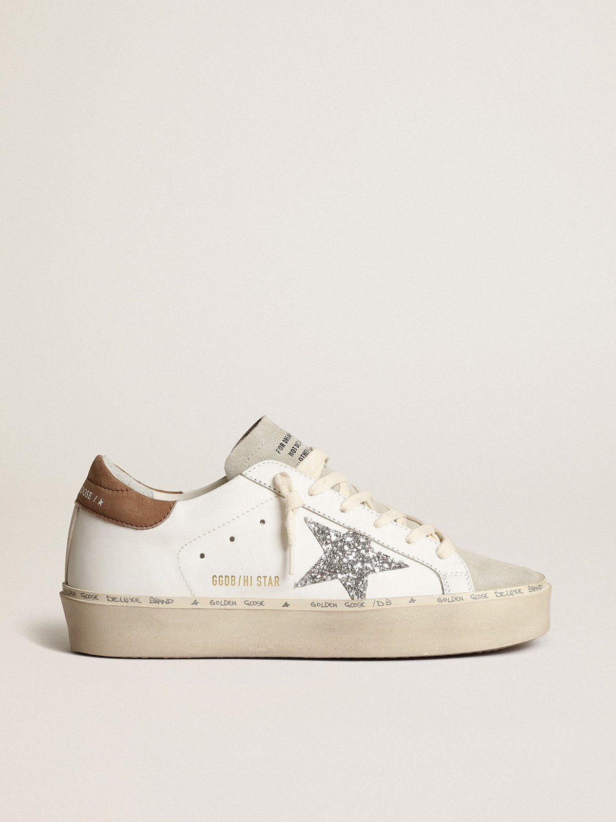 Silver glitter star and tortoiseshell nubuck heel tab