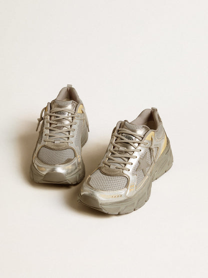 Lightstar in laminated leather in silver mesh and gray star