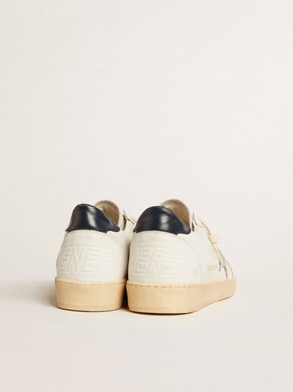 Ice-colored suede star and blue leather heel