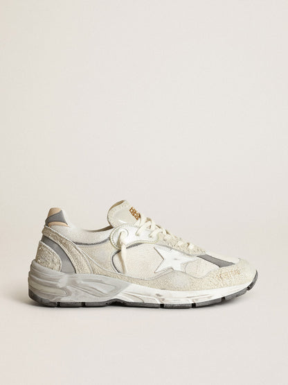 White and gray suede with a white leather star