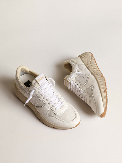 Running Sole in mesh and white nappa leather
