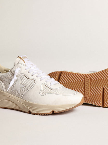 Running Sole in mesh and white nappa leather