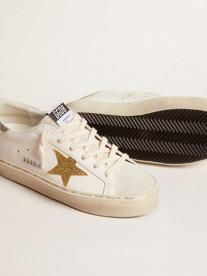 Star made of Swarovski crystals and silver leather tab