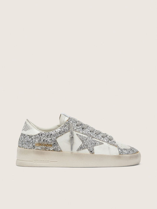 White leather and glitter