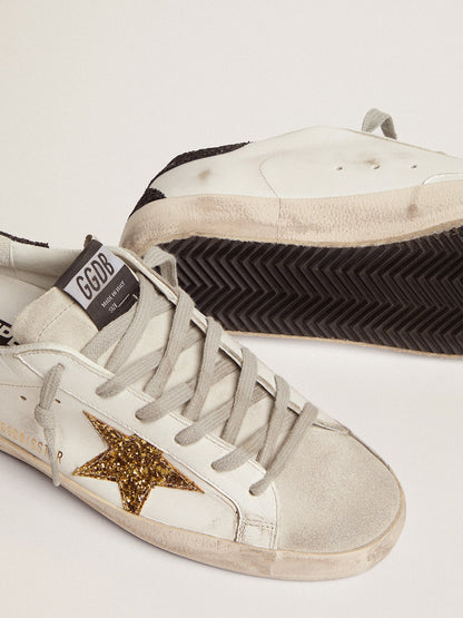 Super Star LTD with gold star appliqué and black glitter heel detail
