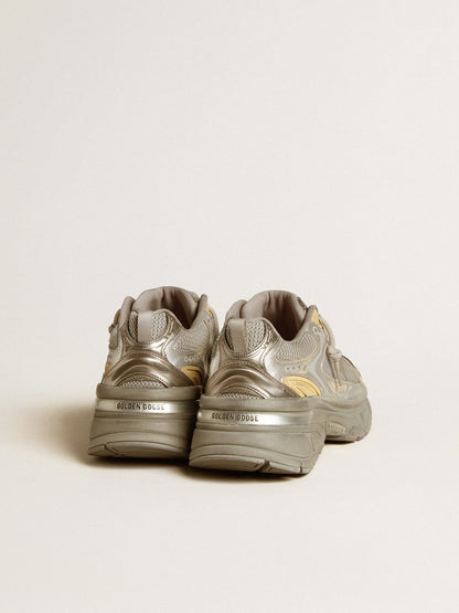 Lightstar in laminated leather in silver mesh and gray star