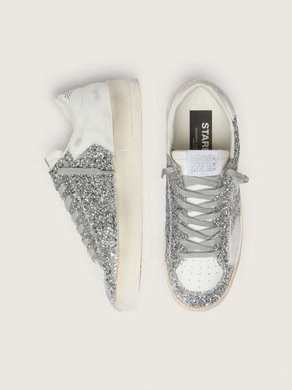 White leather and glitter