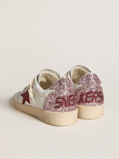LTD with a red leather star and a pink glitter heel