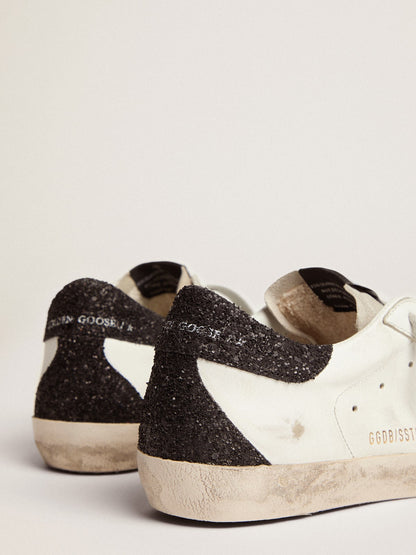 Super Star LTD with gold star appliqué and black glitter heel detail