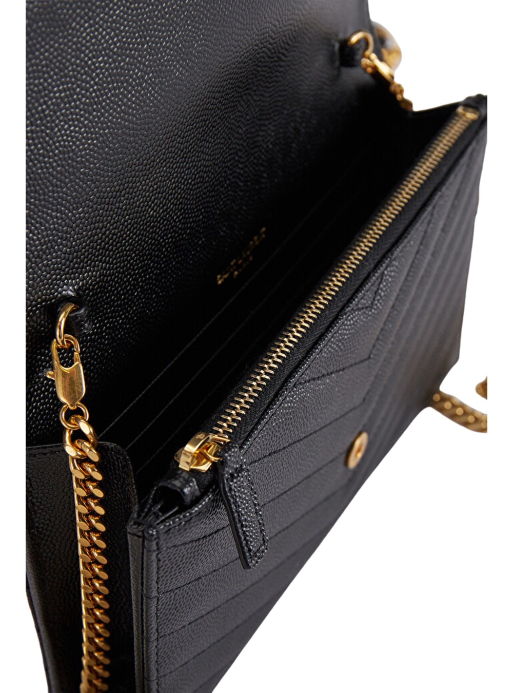 YSL Portemonnaie in schwarzem gestepptem Leder