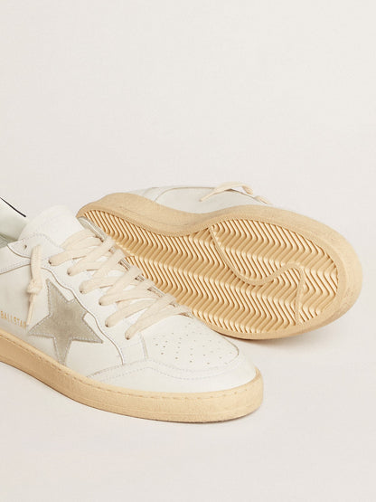Ice-colored suede star and blue leather heel