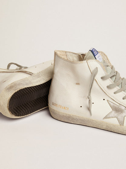 Francy in leather with a silver suede star