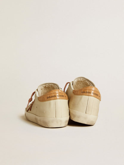 Leather star and crocodile-print leather heel