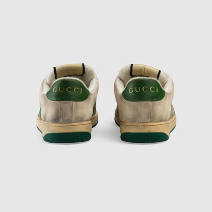 Sneaker Screener aus weißem Leder und GG-Stoff