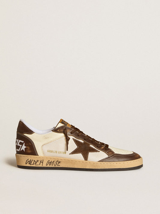 Ball Star aus Nappa und Mesh mit Raulederstern und braunen Ledereinsätzen