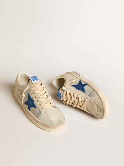 Stardan aus Nylon mit blauem Lederstern und elfenbeinfarbenem Leder an der Ferse