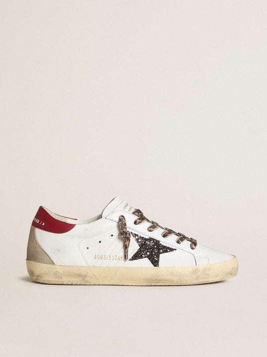 Super-Star aus Nappa mit Stern aus Glitzer und Ferse aus rotem Nappaleder