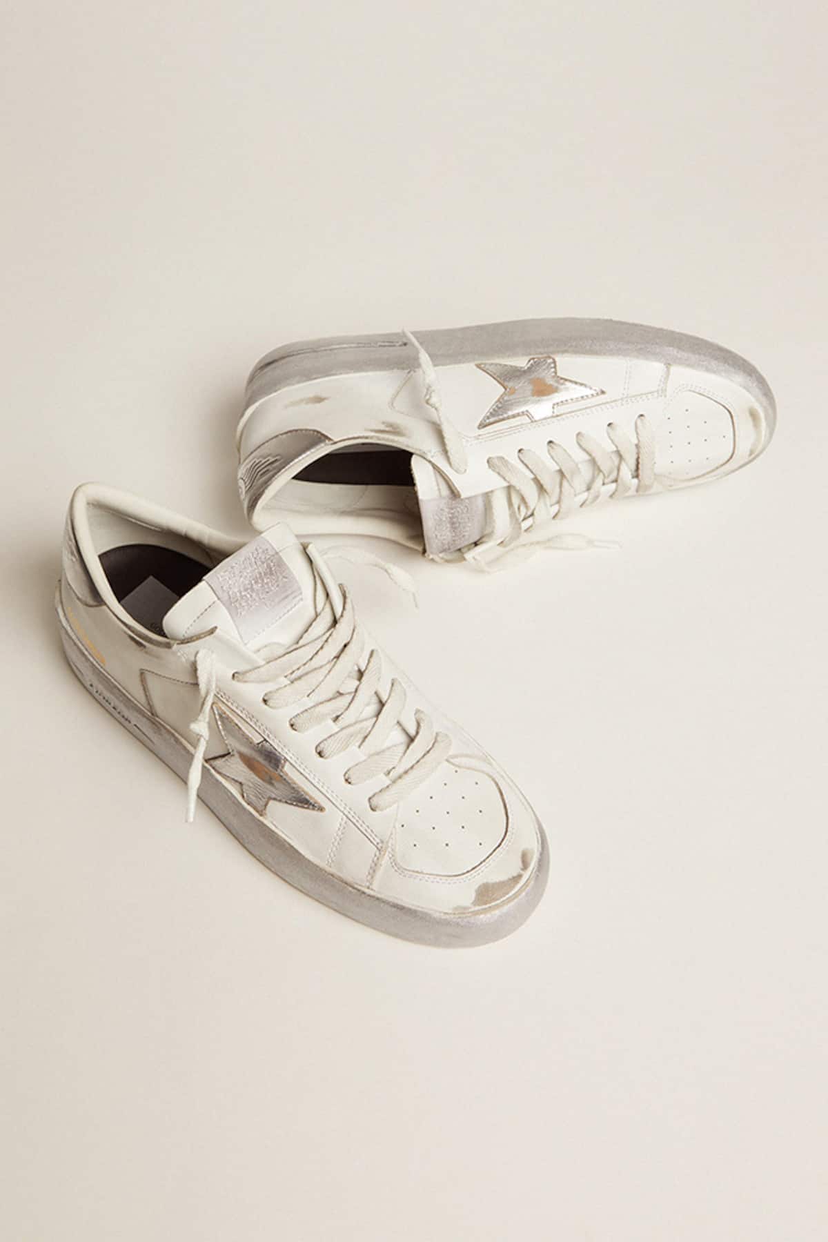 Stardan mit Stern und Fersenpartie aus silberfarbenem Metallic-Leder
