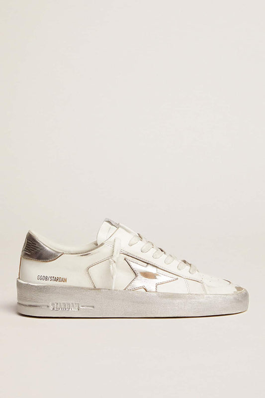 Stardan mit Stern und Fersenpartie aus silberfarbenem Metallic-Leder