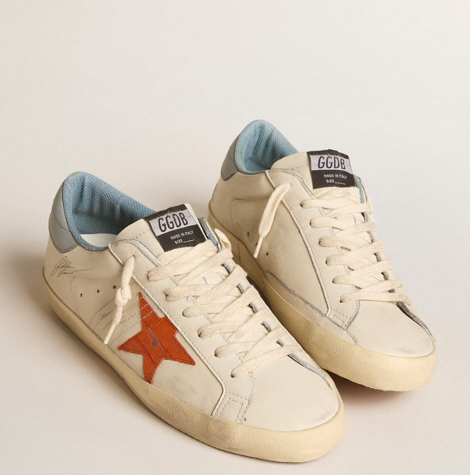 Super-Star with crocodile-print star and silver-azure heel detail