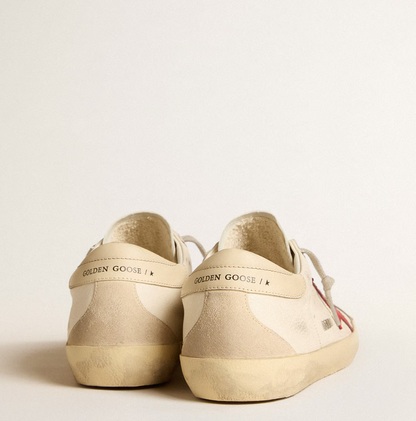 Nappa leather with red star and cream leather heel