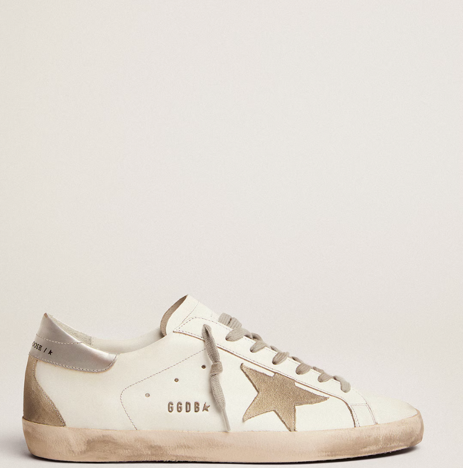 Silver heel and lettering
