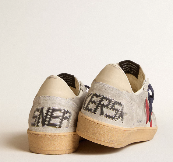 Ball Star aus Metallic-Rauleder mit Raulederstern und Lederferse