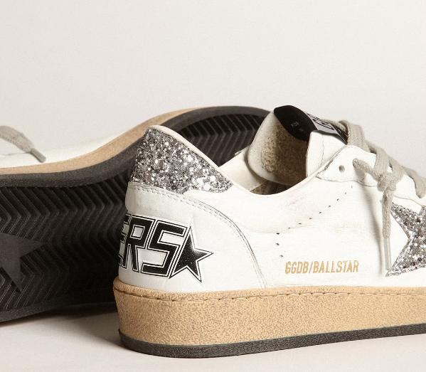 Ball Star aus Nappa mit weißem Stern und glitzernder Ferse