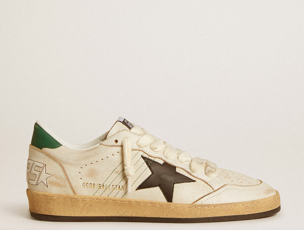 Ball Star mit schwarzem Lederstern und grünem Leder an der Ferse