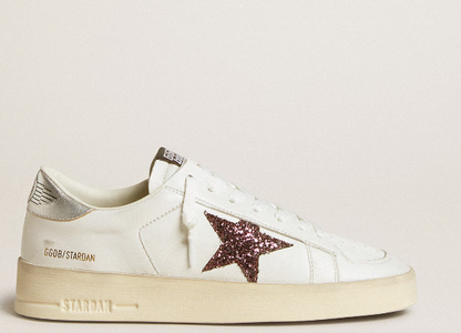 Stardan aus Nappa mit Glitzerstern und Metallic-Leder an der Fersenpartie