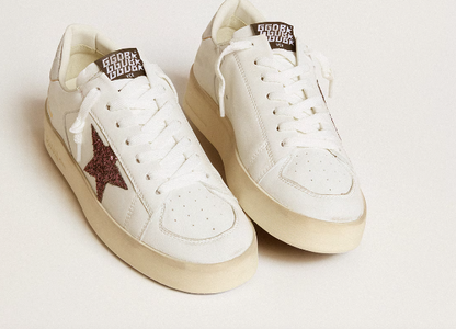 Stardan aus Nappa mit Glitzerstern und Metallic-Leder an der Fersenpartie