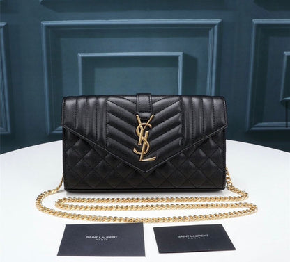 YSL ENVELOPE BAG GRAIN DE POUDRE MIX MATELASSÉ SCHWARZ