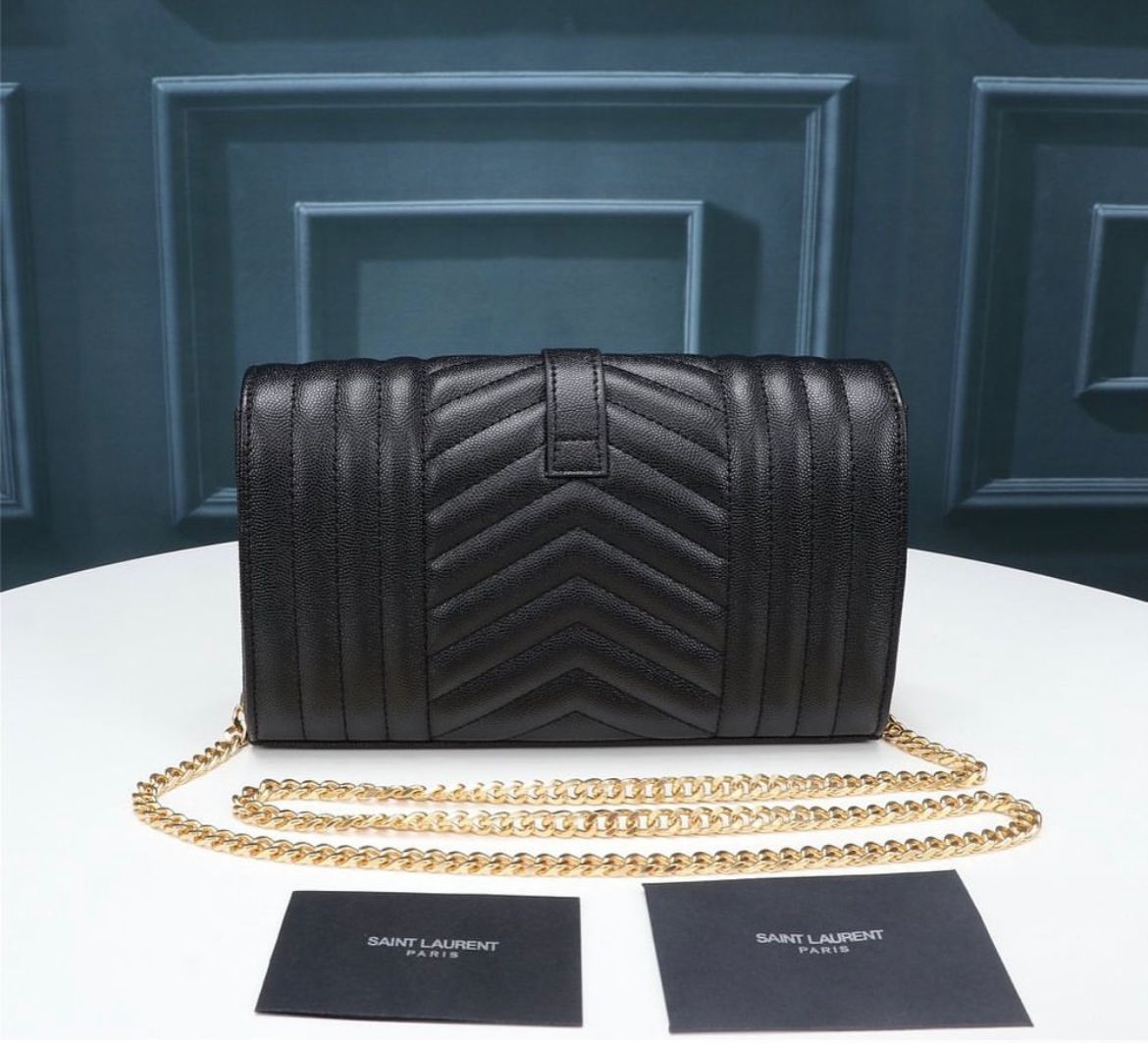 YSL ENVELOPE BAG GRAIN DE POUDRE MIX MATELASSÉ SCHWARZ