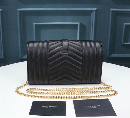 YSL ENVELOPE BAG GRAIN DE POUDRE MIX MATELASSÉ SCHWARZ