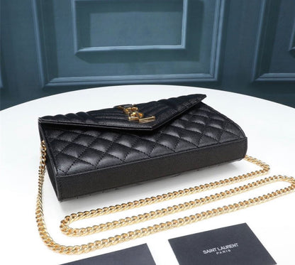 YSL ENVELOPE BAG GRAIN DE POUDRE MIX MATELASSÉ SCHWARZ