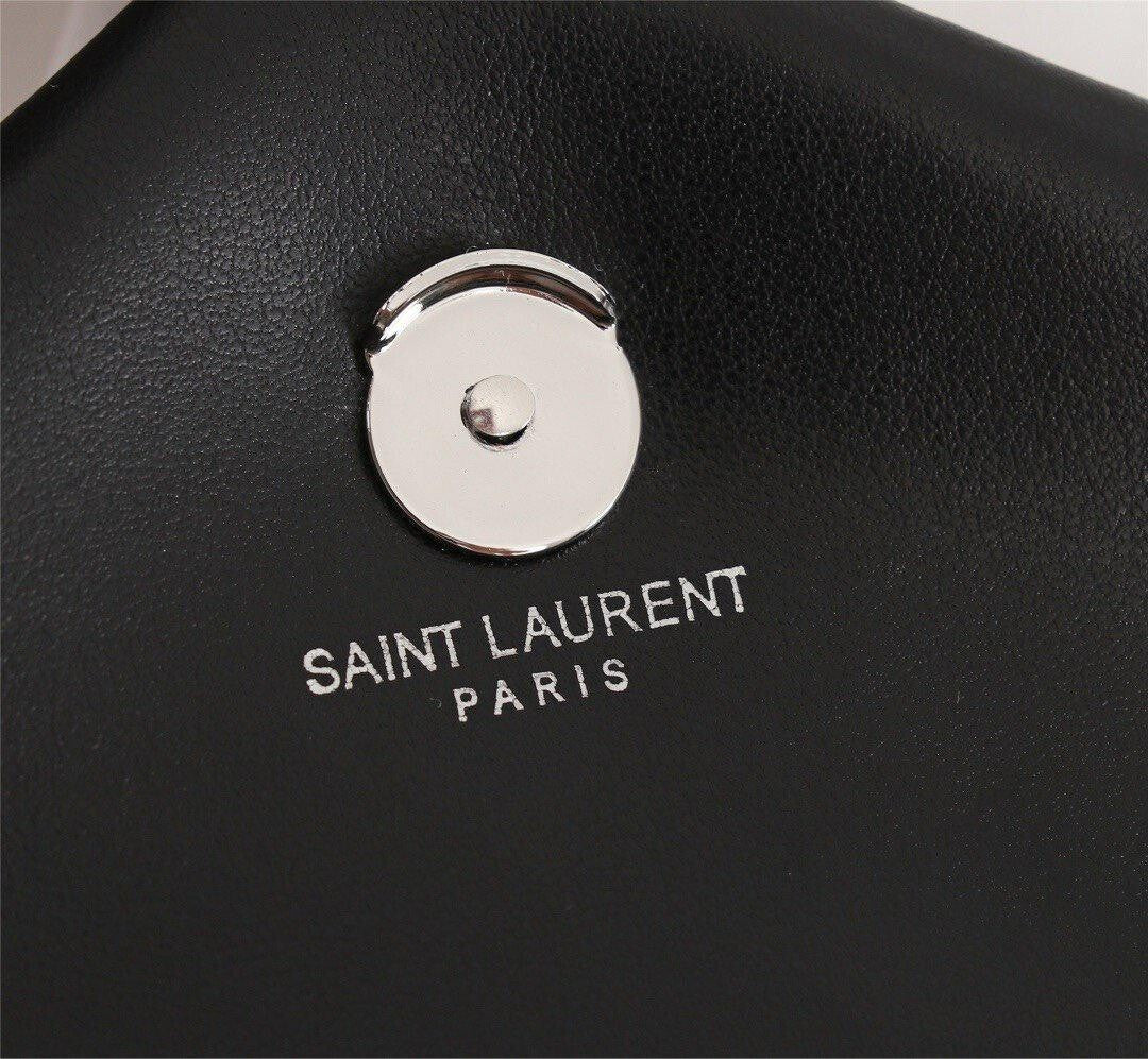 YSL BAG TOY LOULOU Umhängetasche in schwarzem gestepptem Leder mit silberner Hardware