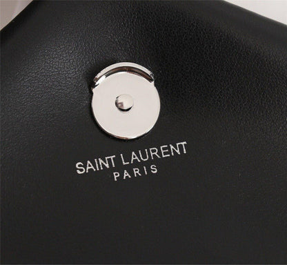 YSL BAG TOY LOULOU Umhängetasche in schwarzem gestepptem Leder mit silberner Hardware