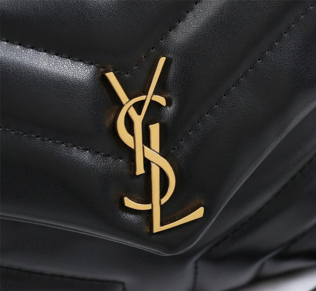 YSL BAG TOY LOULOU Umhängetasche in schwarzem gestepptem Leder mit goldener Hardware
