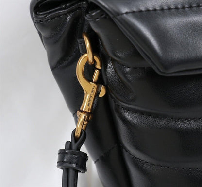 YSL BAG TOY LOULOU Umhängetasche in schwarzem gestepptem Leder mit goldener Hardware