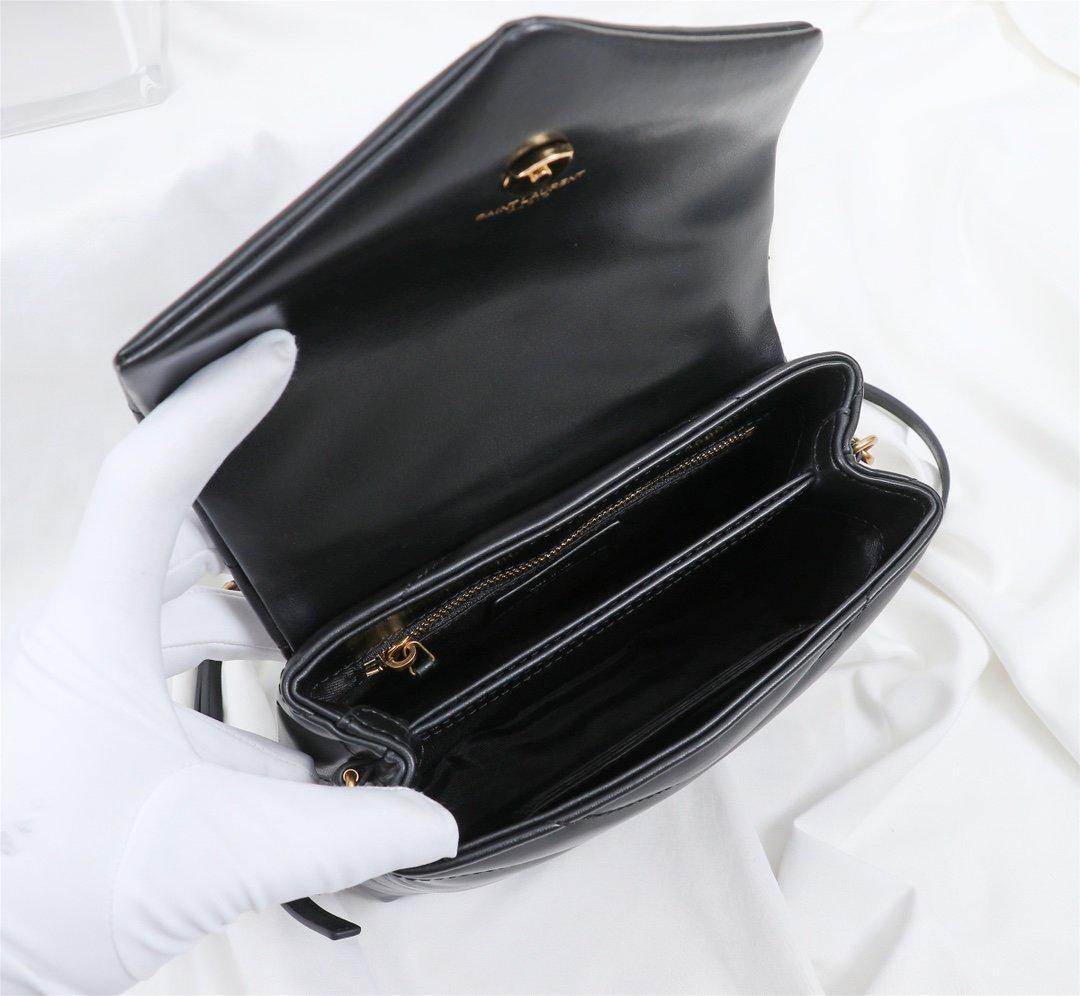 YSL BAG TOY LOULOU Umhängetasche in schwarzem gestepptem Leder mit goldener Hardware