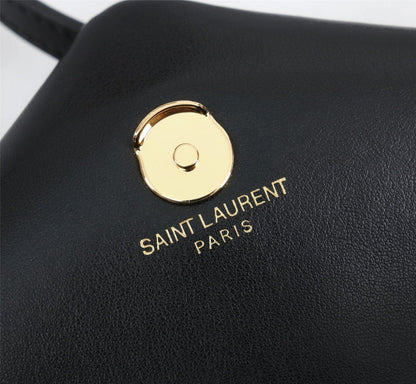 YSL BAG TOY LOULOU Umhängetasche in schwarzem gestepptem Leder mit goldener Hardware